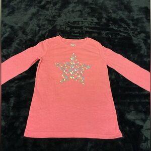 Pink Star children size Large 10-12 long sleeve tee shirt